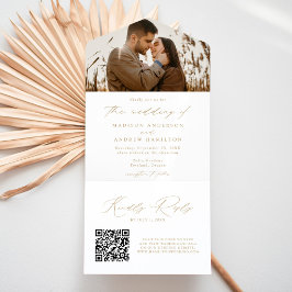 Casamento de Foto com Letra Dourada Moderna e Eleg