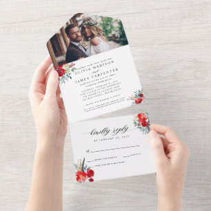 Casamento De Foto De Holly Watercolor, Floral Verm