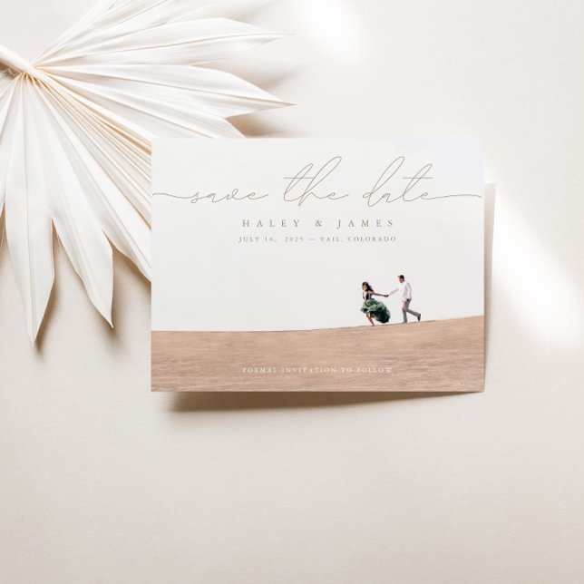 Casamento De Foto De Ivory Elegante Salve O Cartão (Elegant Ivory Photo Wedding Save The Date Card )