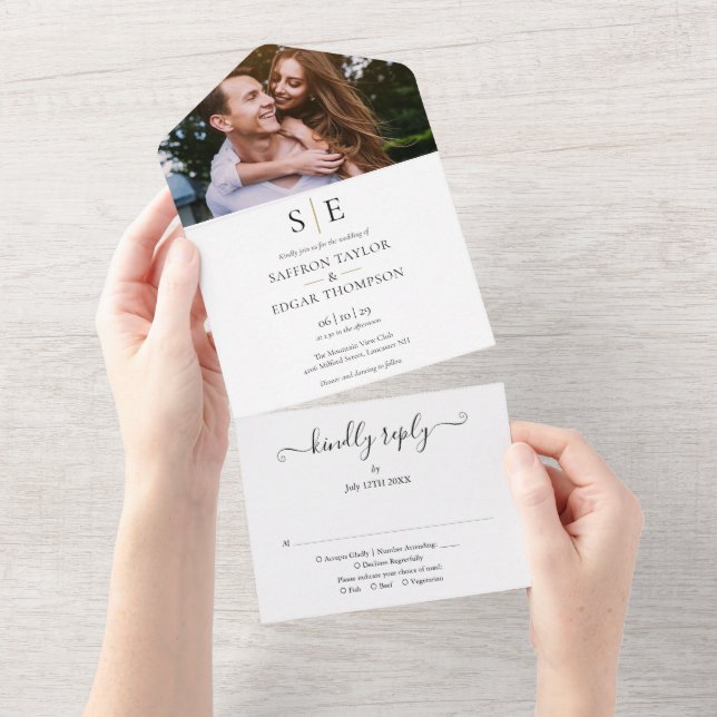 Casamento de Foto Dourada e Preta (Aba destacável)