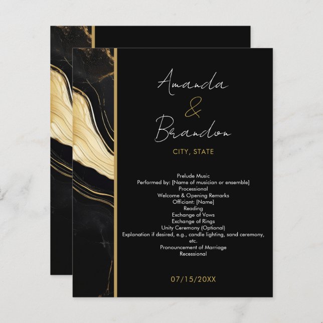 Casamento de Foto Dourada e Preta do Luxo (Frente/Verso)
