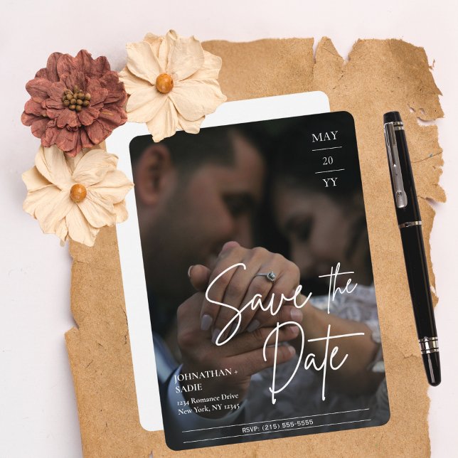 Casamento de Foto Elegante Moderno Salva A Data (Criador carregado)