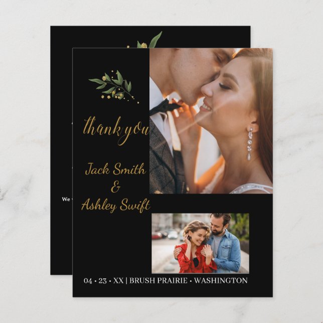 Casamento de Foto Elegante Obrigado (Frente/Verso)