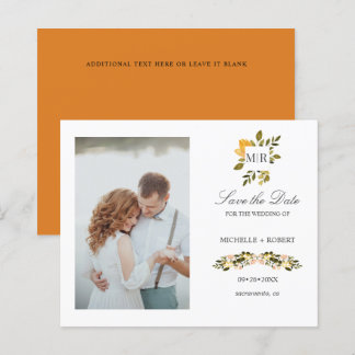 Casamento de Foto Floral Amarelo Monograma SALVAR 