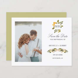 Casamento de Foto Floral Amarelo Monograma SALVAR