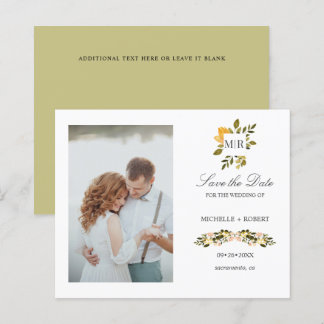 Casamento de Foto Floral Amarelo Monograma SALVAR 