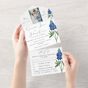 Casamento de Foto Floral Azul do Texas