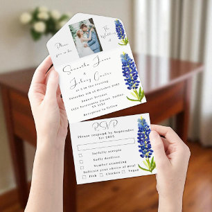 Casamento de Foto Floral Azul do Texas