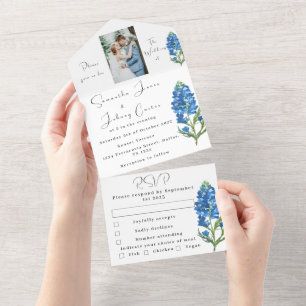 Casamento de Foto Floral Azul do Texas
