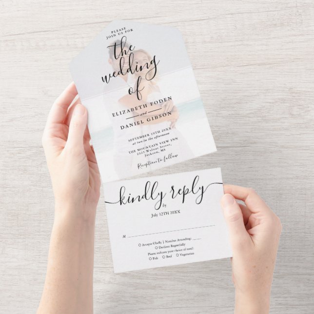 Casamento de Foto Minimalista com Letra Elegante (Aba destacável)