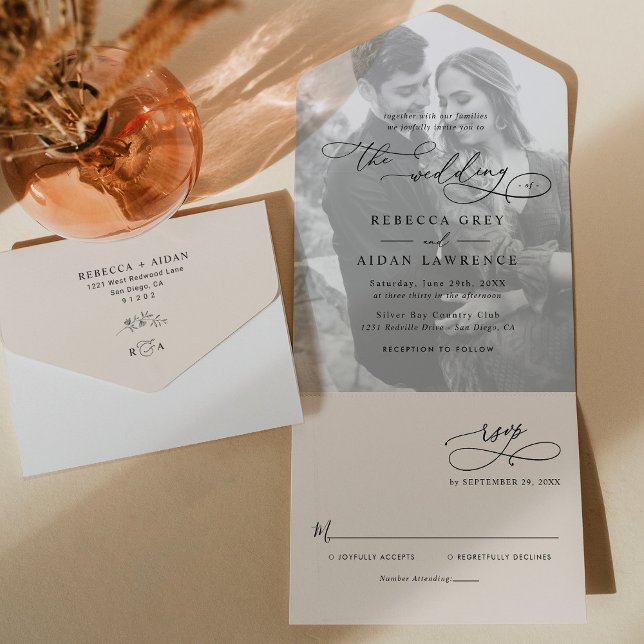 Casamento de Foto Neutro Mínimo de Boho Blush (Criador carregado)