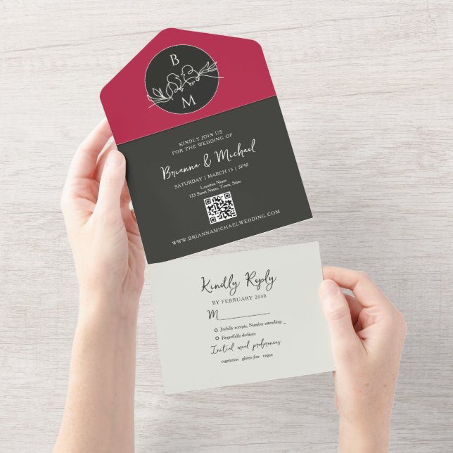 Casamento de Foto Preto Moderno Rosa (Tearaway)
