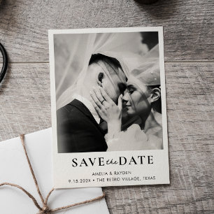 Casamento de Foto Retro Elegante Guardar a data
