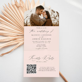 Casamento de Foto Rosa Elegante Moderno