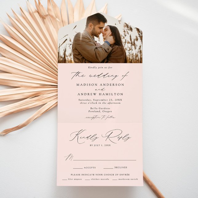 Casamento de Foto Rosa Elegante Moderno (Criador carregado)