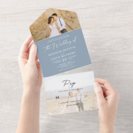 Casamento De Foto Rsvp Azul 2 Com Dusty Simples Mi