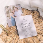 Casamento de Fotografia Elegante de Orçamento Mono<br><div class="desc">Este convite elegante de casamento apresenta um monograma personalizado no topo da carta. O monograma combina as iniciais dos nomes dos casais com uma ilustração rústica de esprig de folha desenhada à mão. O primeiro nome é escrito na caligrafia de script chic, e o segundo nome é escrito em letras...</div>