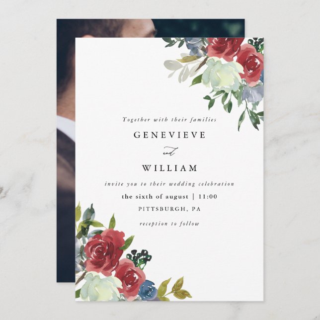 Casamento de Fotografias com Buquê Floral de Lush  (Frente/Verso)