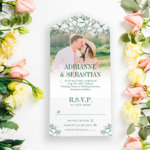 Casamento de Fotografias de Linha Floral Verde Pro