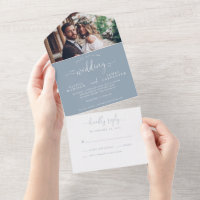 Casamento de Fotografias de Script Elegante Azul M