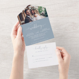 Casamento de Fotografias de Script Elegante Azul M