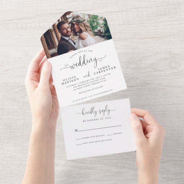 Casamento de Fotografias de Script Elegante Modern (Aba destacável)