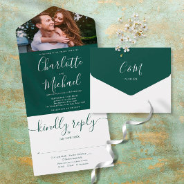 Casamento de Fotografias do Script Verde Elegante