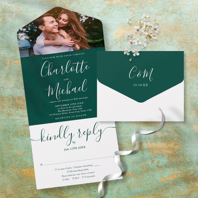 Casamento de Fotografias do Script Verde Elegante (Criador carregado)