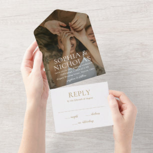 Casamento de Fotografias Moderno Dourado Simples