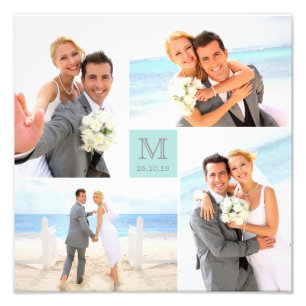 Casamento de Fotografias na moda Grid Blue Square 