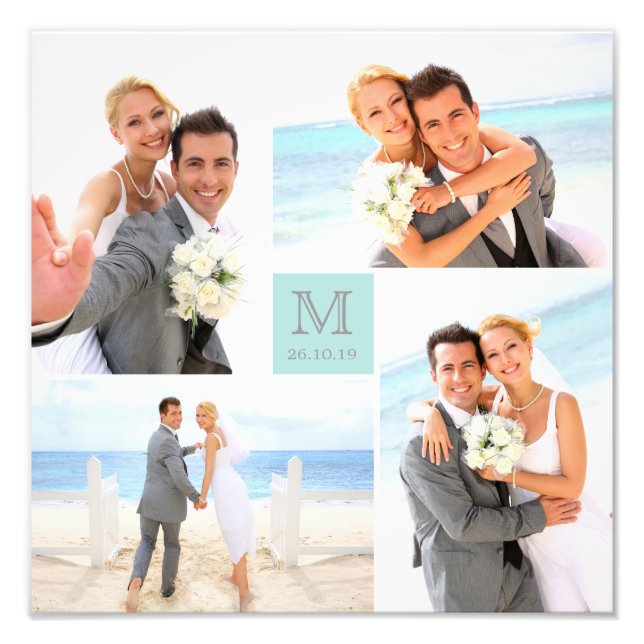 Casamento de Fotografias na moda Grid Blue Square  (Frente)