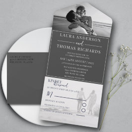 Casamento de Fotografias Negra e Branca Moderna