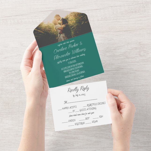 Casamento de Fotografias Simples E Verde (Aba destacável)