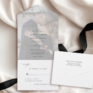 Casamento de fotos branco e preto minimalista eleg