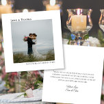 Casamento de fotos e notas com Obrigados de amor b<br><div class="desc">Este simples casamento, obrigado cartas, apresenta uma design minimalista com sua foto em um fundo branco. A legenda justificada à esquerda na frente lê Amor e Obrigados, com seus nomes justificados logo abaixo dando ao cartão um olhar moderno e simétrico. As costas têm espaço para uma mensagem ou nota curta,...</div>