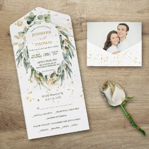 Casamento de Fotos Eucalyptus Verde Dourado