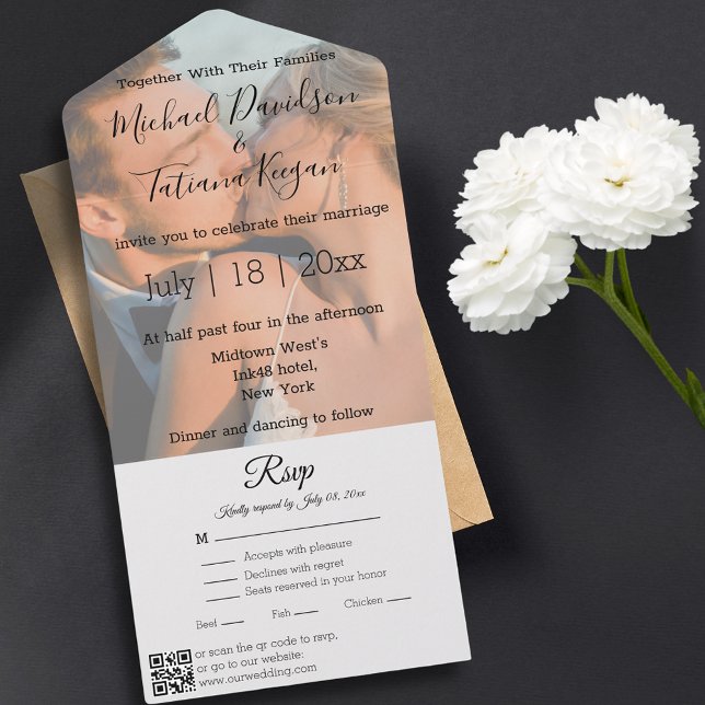 casamento de fotos rsvp do código chic qr moderno, (Criador carregado)