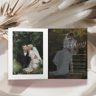casamento de fotos único e moderno Convite dobrado