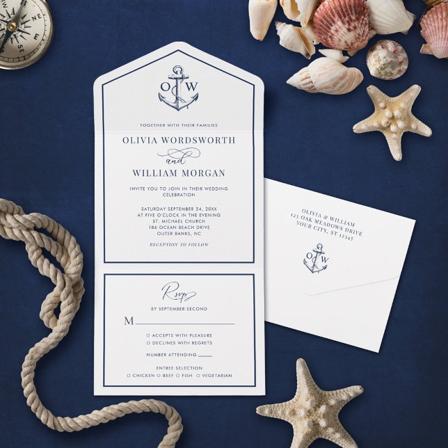 Casamento de Frame de Monograma de Âncora Náutica  (Criador carregado)