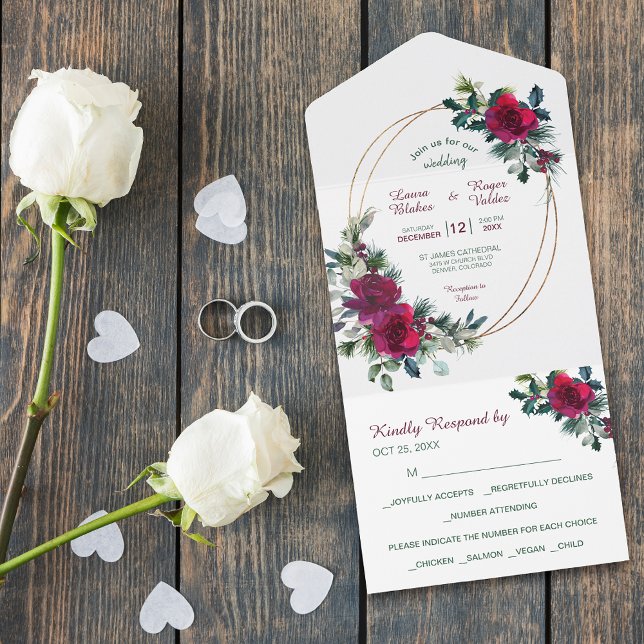 Casamento de Frame Dourado da Rosa de Natal Vermel (Criador carregado)