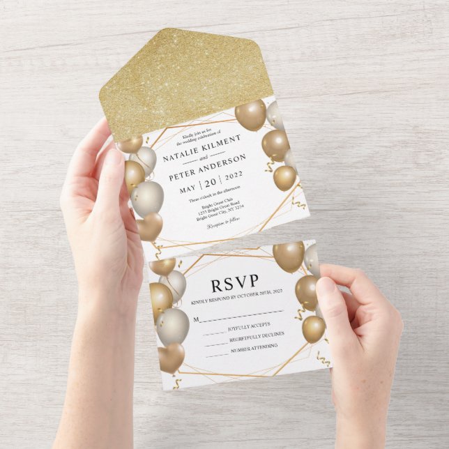 Casamento de Frame Dourado dos Balões Dourados e B (Aba destacável)