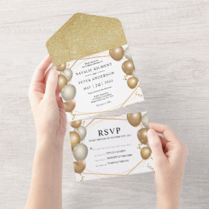 Casamento de Frame Dourado dos Balões Dourados e B