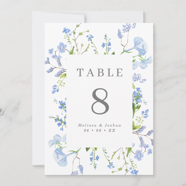 Casamento de Frame Floral Azul-Elegante (5x7) (Frente)