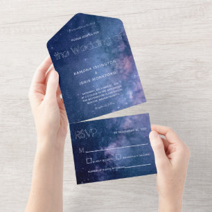 Casamento de Galáxias Azul e Roxo Escuro