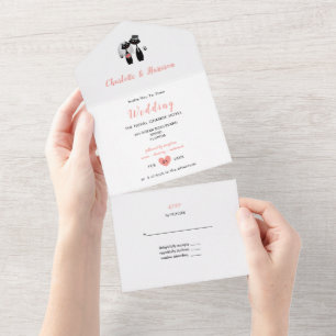 Casamento de Gato Preto Sortudo Casal Coral Branco