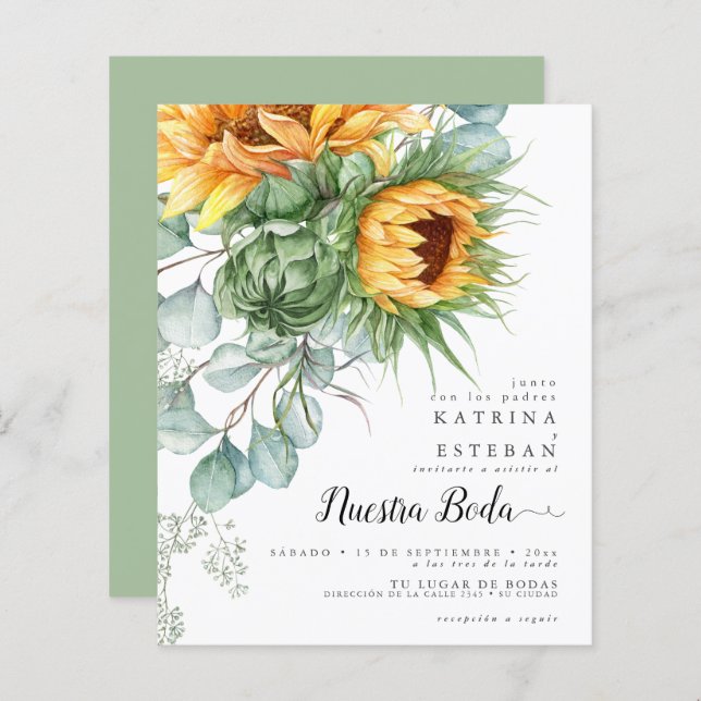 Casamento de girassóis de outono econômico, mas li (Frente/Verso)