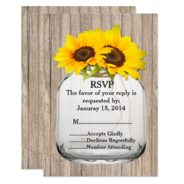 Casamento de girassol Mason jar RSVP sunflwr6
