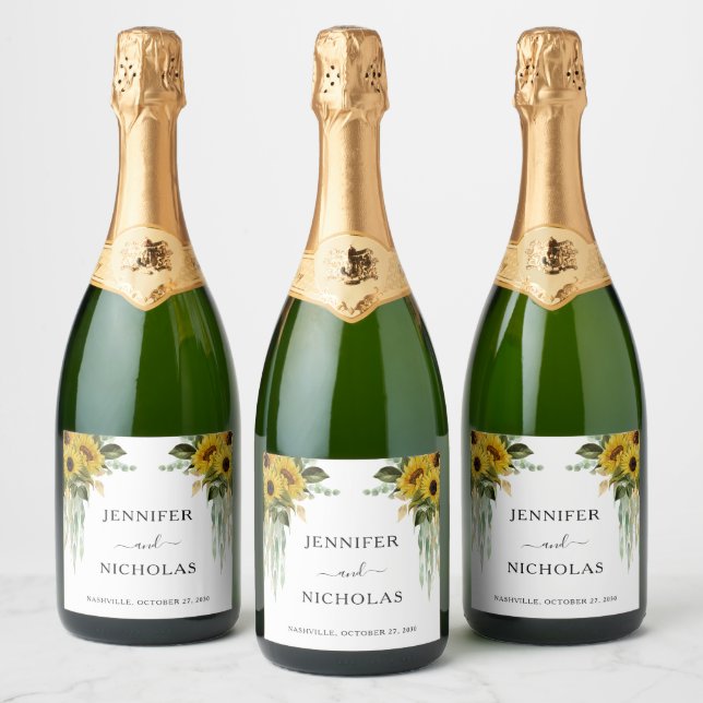 Casamento de Girassol Negro Moderno (Garrafas)