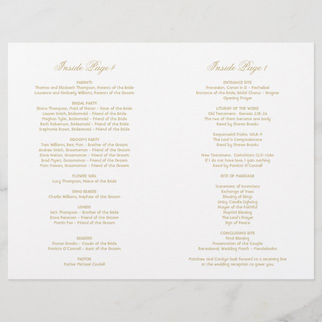 Casamento de Glamor Dourado Elegante (Frente)