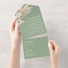 Casamento de Grass de Sage Green Boho Pampas
